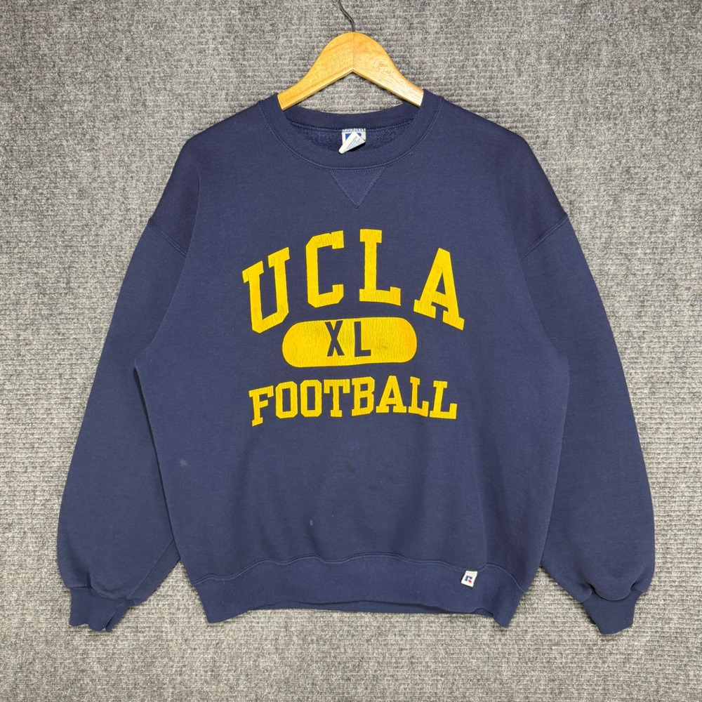 Vintage Russell Athletic UCLA Football Sweatshirt XL Navy Blue Made in USA 90s